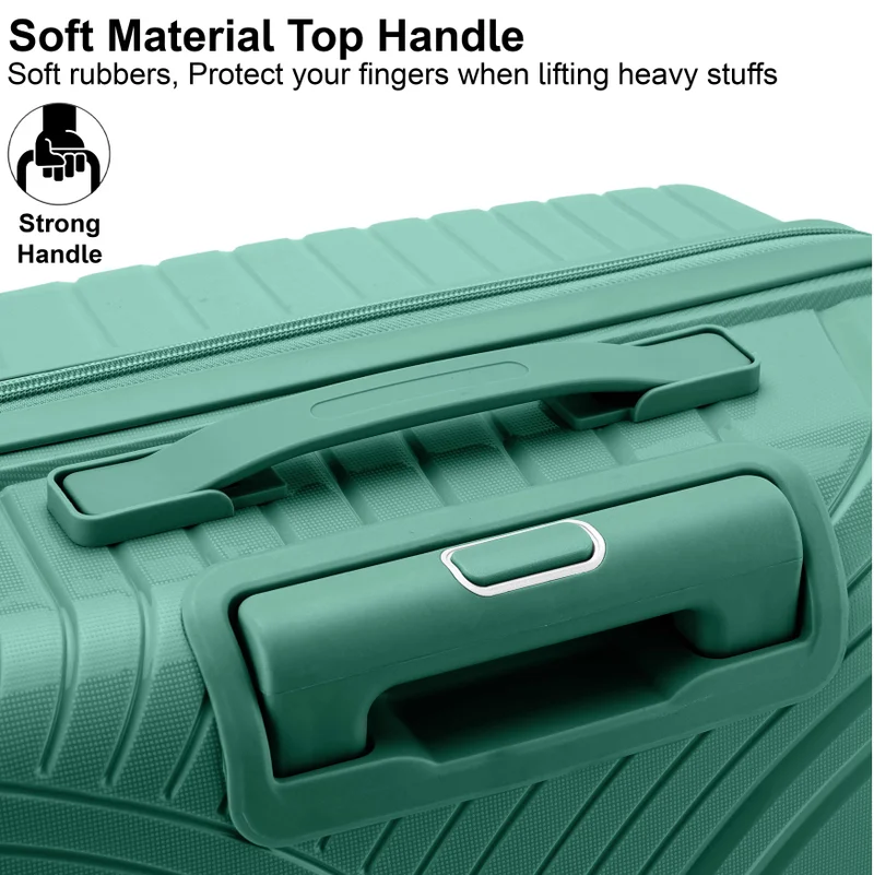 Senator  unisex hard case carry on luggage lightweight pp fashion trolley luggage with 360° degree 4 twin wheel and safe zippers kh1010 green  | Best Price UAE